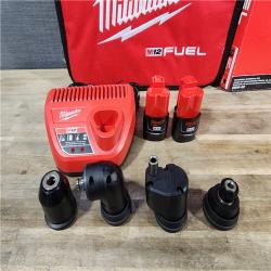 HOUSTON LOCATION - AS-IS (APPEARS LIKE NEW) Milwaukee M12 FUEL 12V Lithium-Ion Brushless Cordless 4-in-1 Installation 3/8 in. Drill Driver Kit with 4-Tool Heads