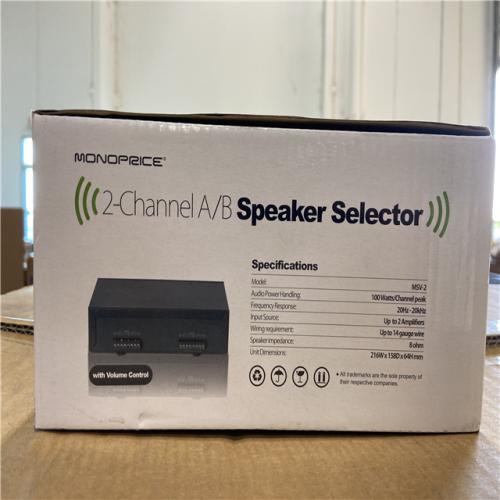 NEW! - Monoprice Dual Source 2-Channel A/B Speaker Selector With Volume Control, Up To 100 Watts Per Channel