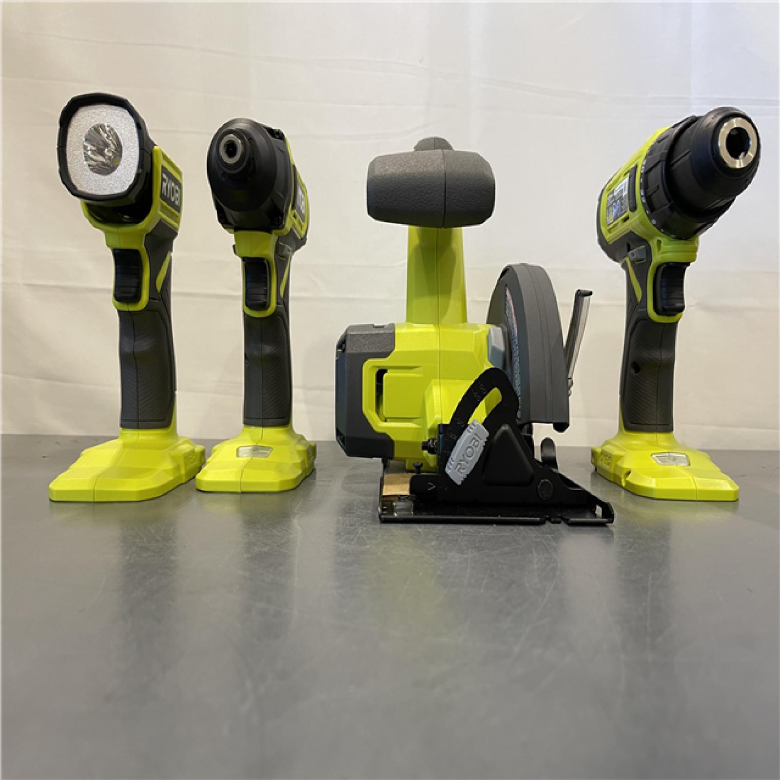 AS-IS - RYOBI ONE+ 18V Cordless 6-Tool Combo Kit with 1.5 Ah Battery, 4.0 Ah Battery, and Charger