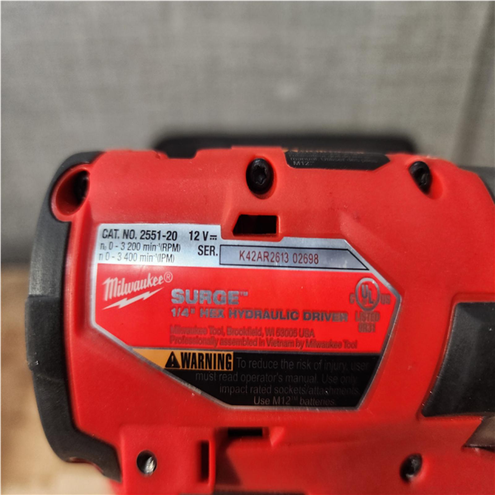 Houston Location AS-IS Milwaukee FUEL SURGE 12V Lithium-Ion Brushless Cordless 1/4 in. Hex Impact Driver Compact Kit