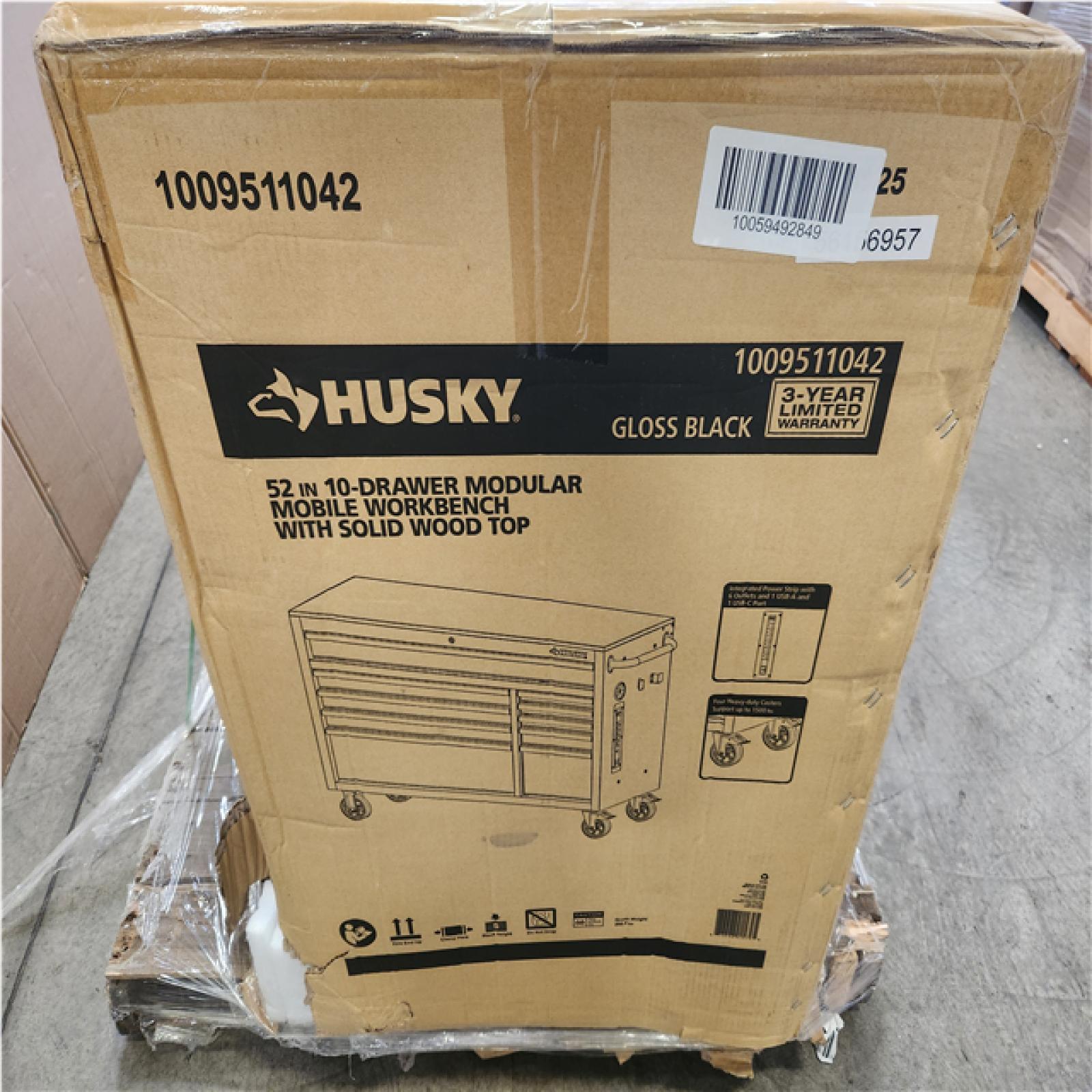 Phoenix NEW Husky Modular Tool Storage 52 in. W x 20 in. D Standard Duty Black Mobile Workbench Cabinet
