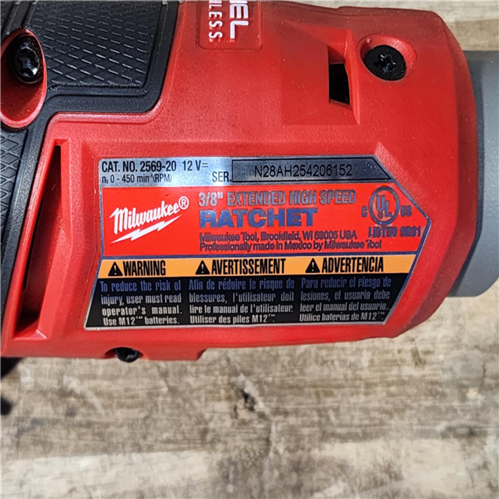 HOUSTON LOCATION - AS-IS Milwaukee 2569-20 12V Cordless 3/8 Extended Reach High Speed Ratchet (Tool Only)