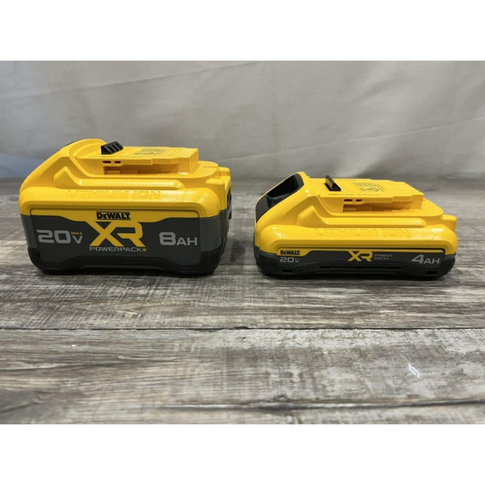 AS-IS DEWALT 20V XR Lithium-Ion Starter Pack with 8.0 Ah and 4.0 Ah Battery Packs and Charger
