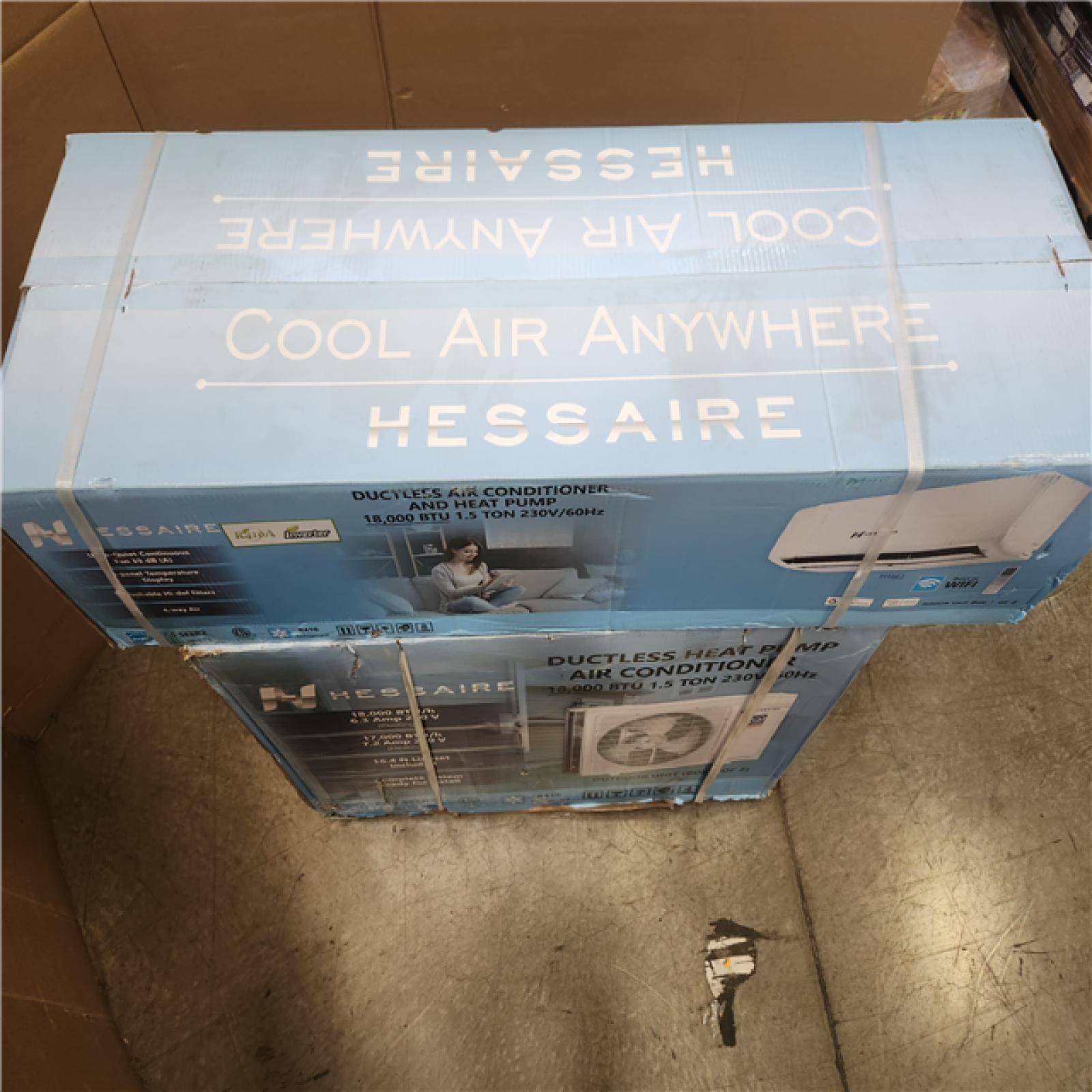 Phoenix NEW Hessaire DIY 21 SEER2 18 000 BTU WiFi 1.5-Ton Ductless Mini Split Air Conditioner  Heat Pump  Variable Speed Inverter-208V/230V