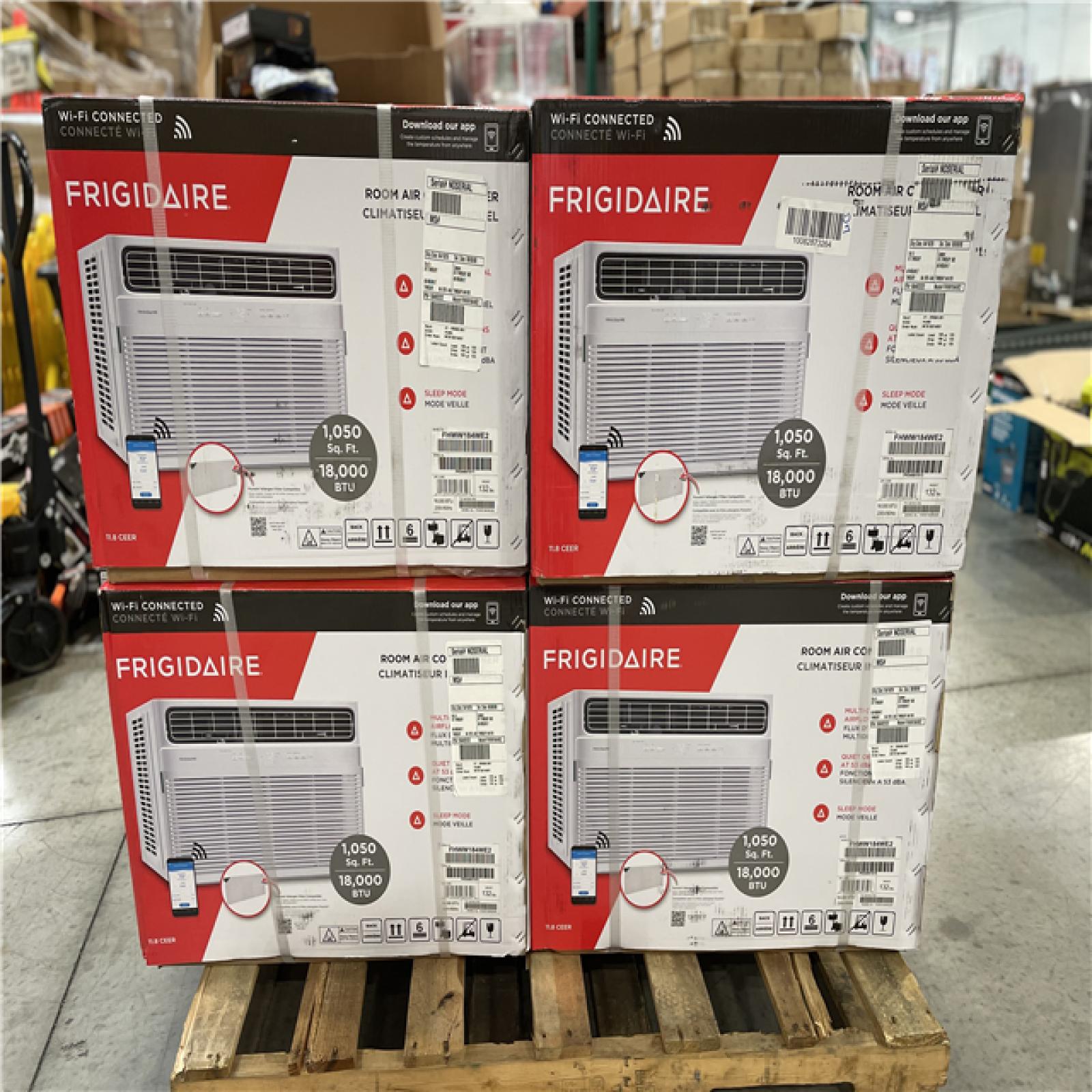 DALLAS LOCATION- NEW!- FRIGIDAIRE18 000 DOE BTU 230-Volts Window Air Conditioner PALLET (4 UNITS)