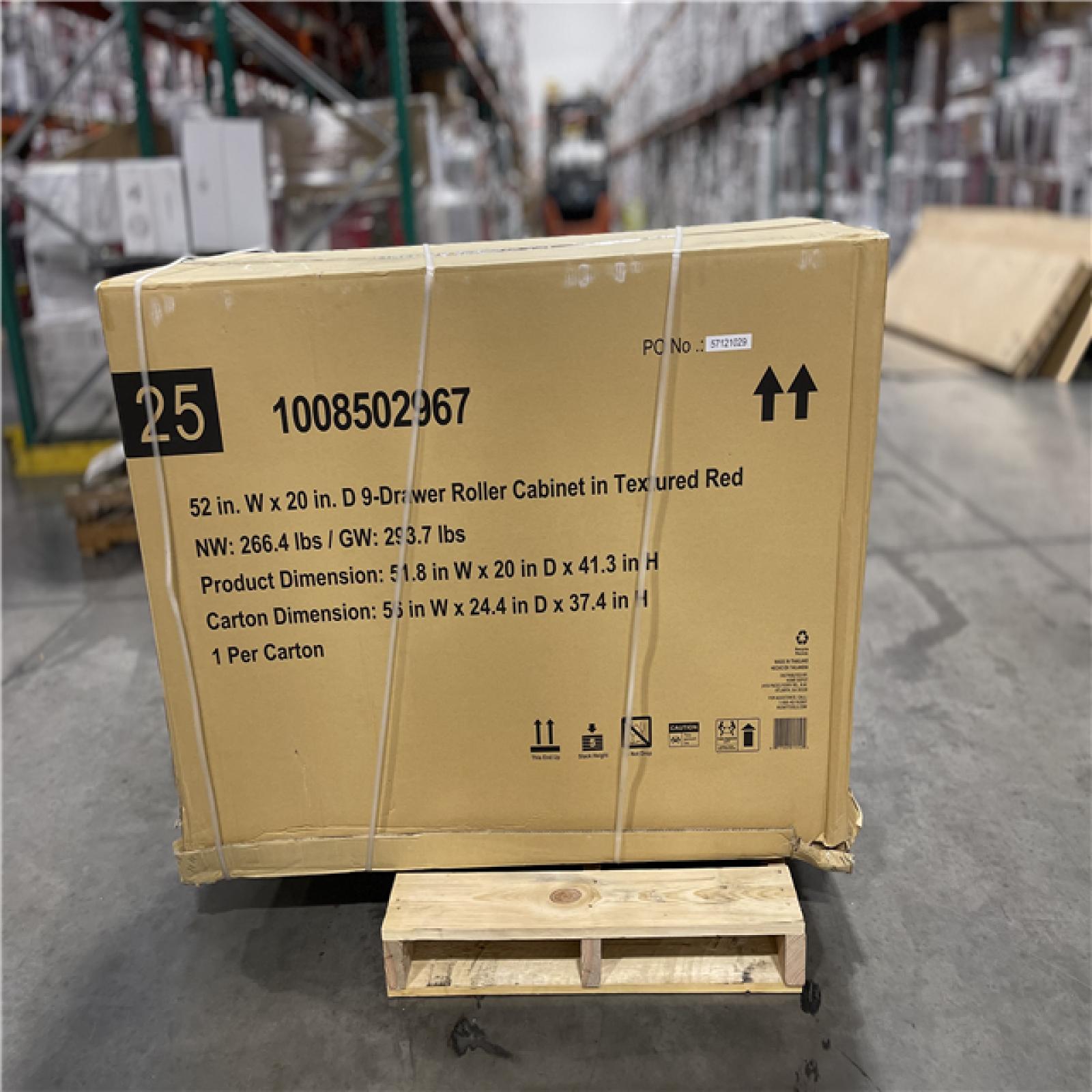 DALLAS LOCATION - Husky Heavy-Duty 52 in. W x 20 in. D 9-Drawer Rolling Tool Cabinet in Textured Red