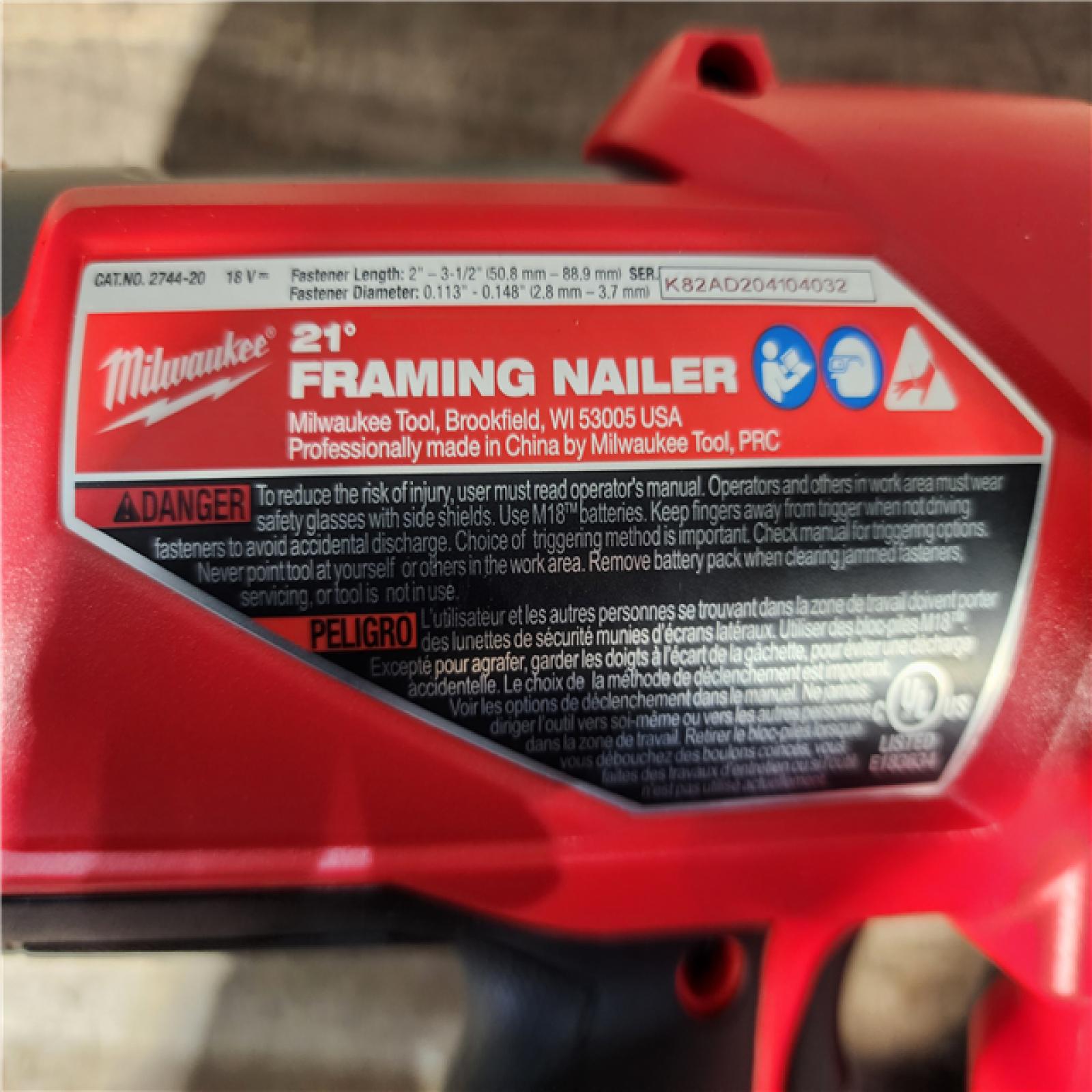 HOUSTON LOCATION - AS-IS (APPEARS LIKE NEW) Milwaukee 2744-20 M18 FUEL 3-1/2 in. 18V 21-Degree Lithium-Ion Brushless Cordless Framing Nailer (Tool-Only)