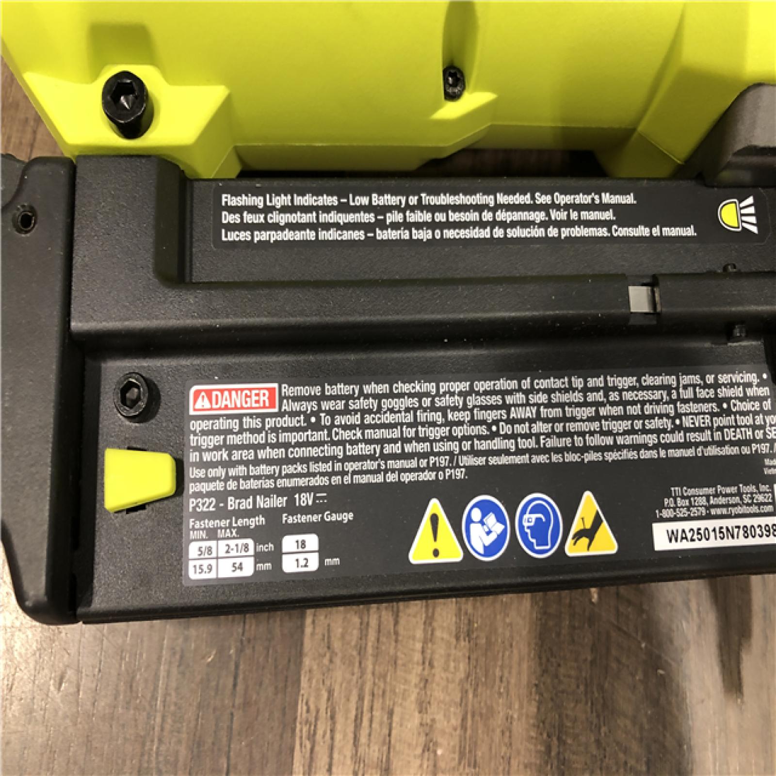 AS-IS RYOBI ONE+ HP 18V 18-Gauge Brushless Cordless AirStrike Brad Nailer (Tool Only)