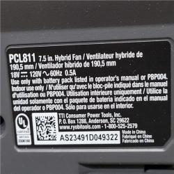 California NEW Ryobi Once+ 18V Hybrid 7.5 Fan (Tool Only)