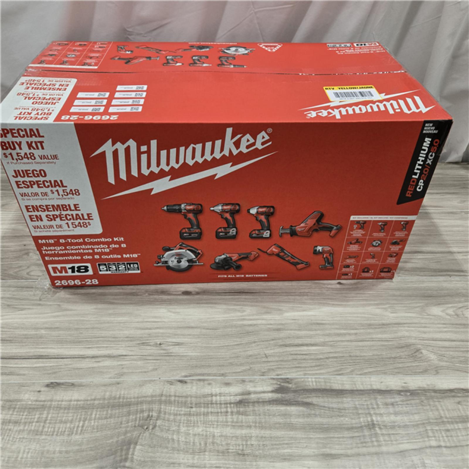 NEW! - Milwaukee 2696-28 M18 18V Cordless 8-Tool Combo Kit