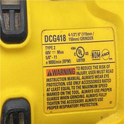 AS-IS DEWALT 60V MAX Cordless Brushless 4.5 in. to 6 in. Small Angle Grinder with Kickback Brake (Tool Only)