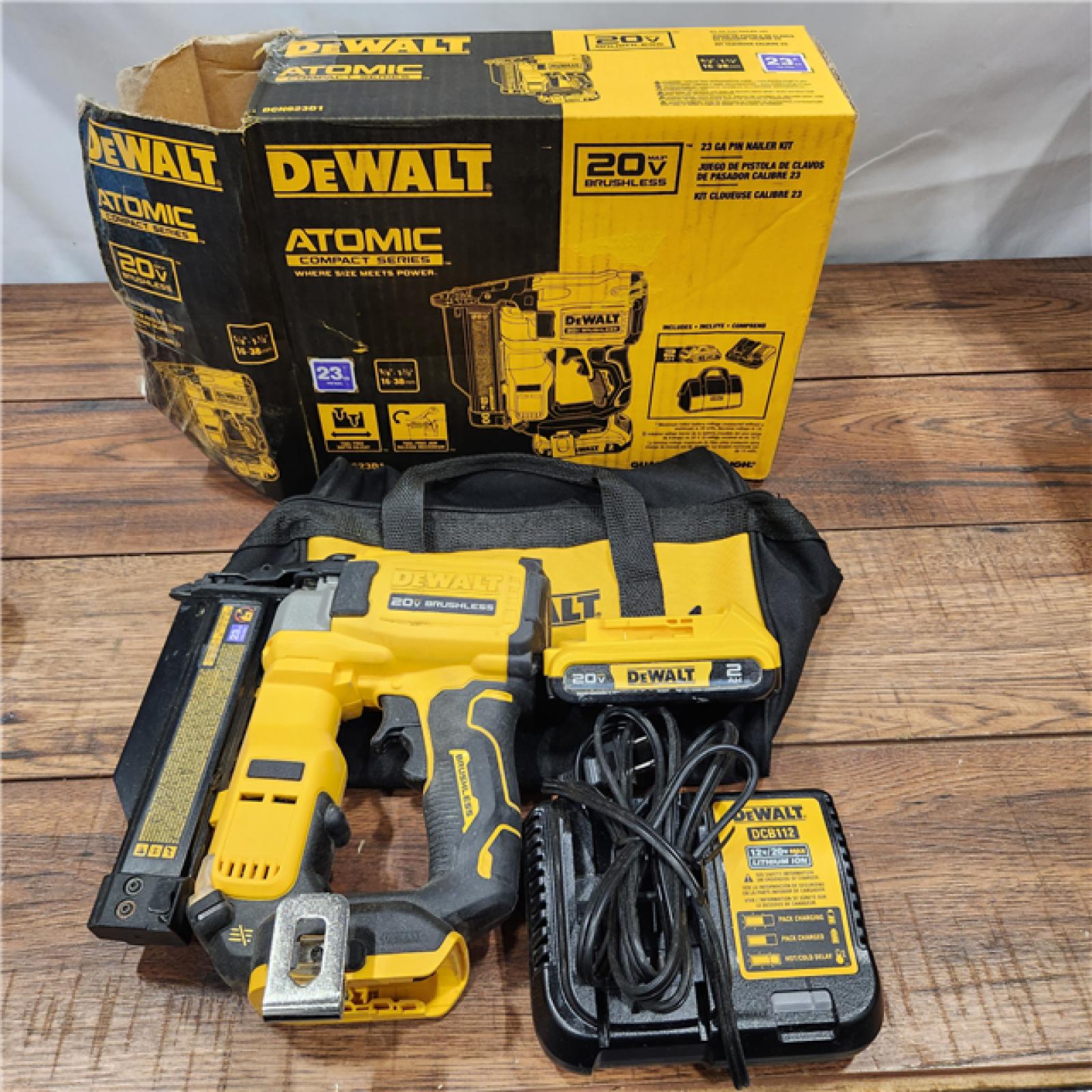 ASIS ATOMIC 20V MAX Lithium Ion Cordless 23 Gauge Pin Nailer Kit with