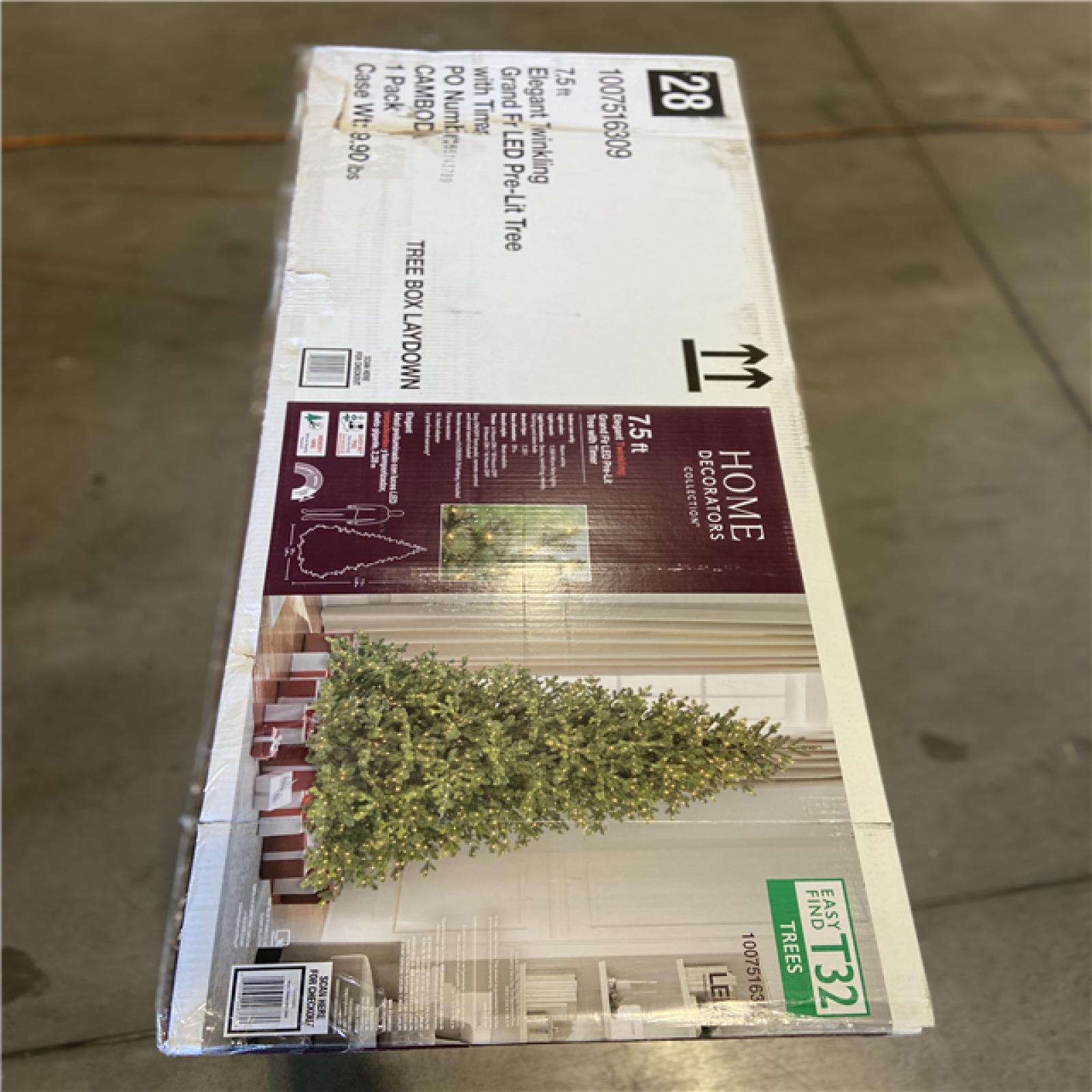 NEW! - Home Decorators Collection 7.5 ft. Elegant Twinkling Grand Fir LED Pre-Lit Artificial Christmas Tree with Timer T32