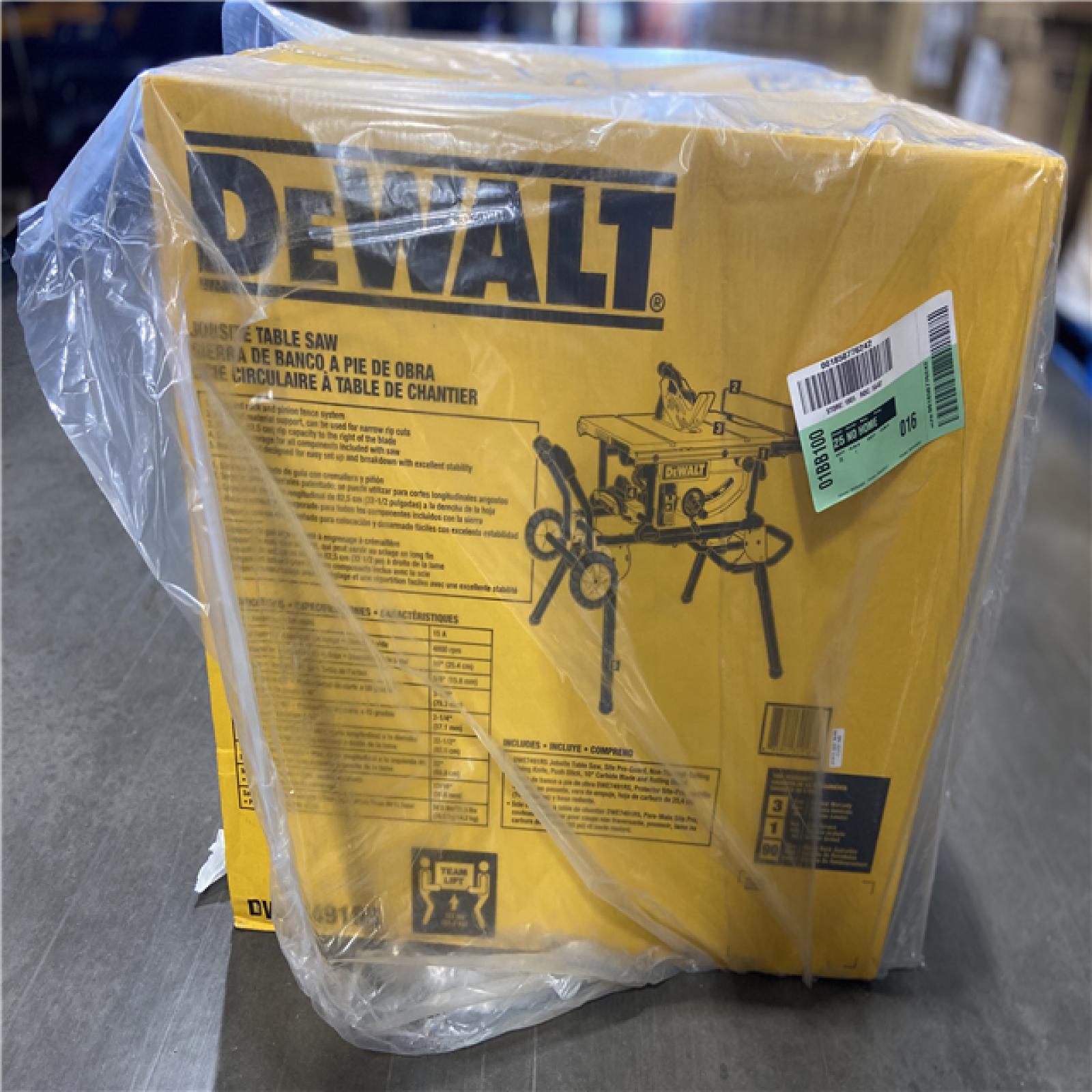 NEW! - DEWALT 15 Amp Corded 10 in. Job Site Table Saw with Rolling Stand