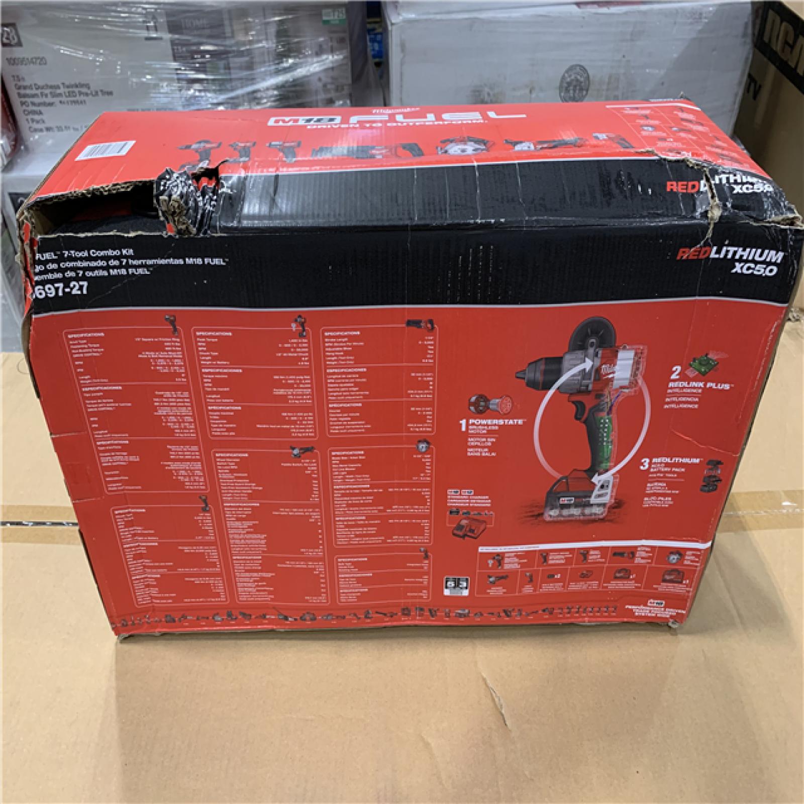 NEW! - Milwaukee M18 FUEL 18V Lithium-Ion Brushless Cordless Combo Kit with Two 5.0 Ah Batteries  1 Charger  2 Tool Bags (7-Tool)