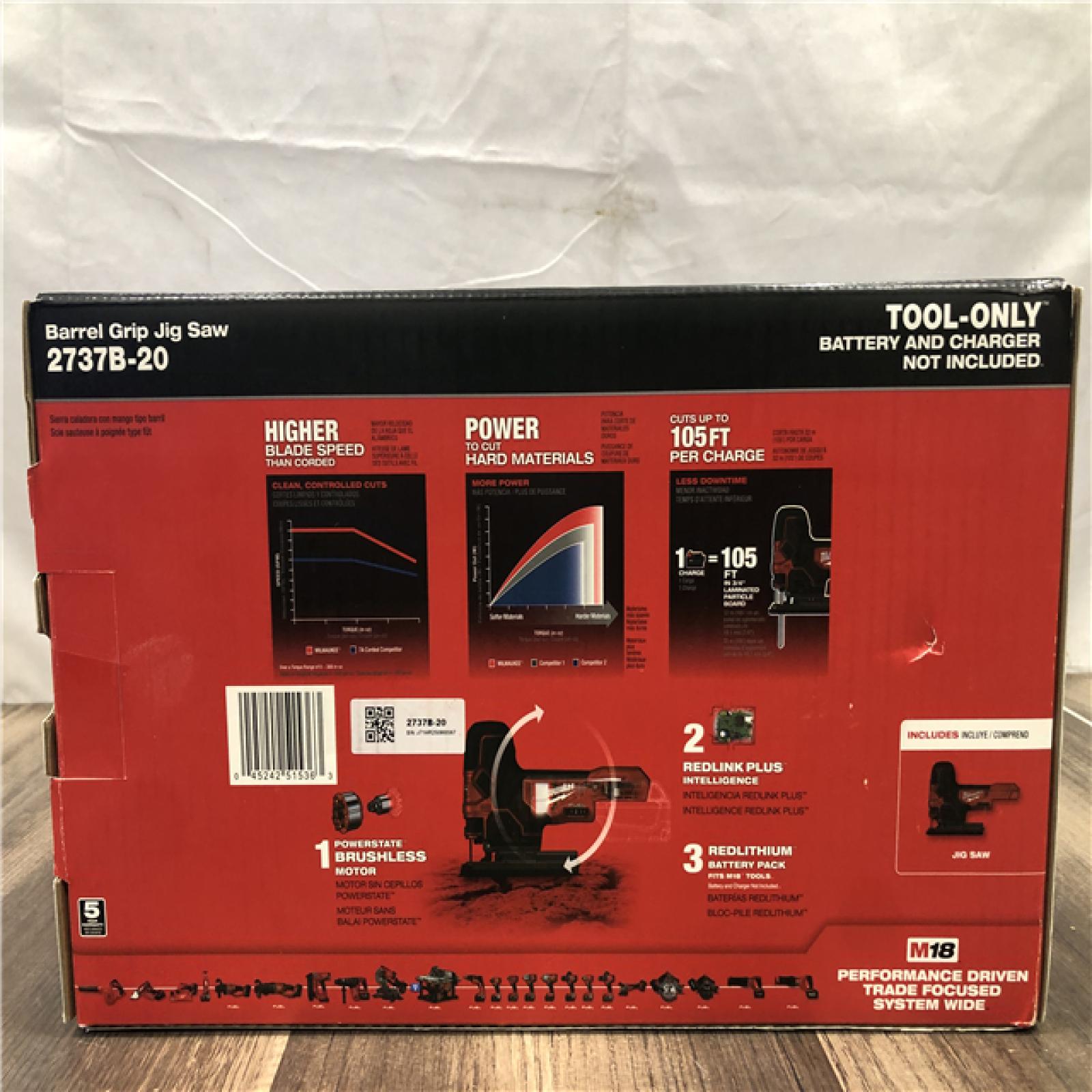 NEW- Milwaukee FUEL 18V Lithium-Ion Brushless Cordless Barrel Grip Jig Saw (Tool Only)