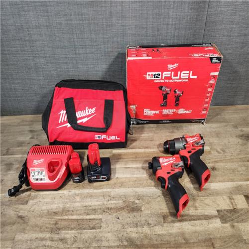 HOUSTON LOCATION - AS-IS (APPEARS LIKE NEW) Milwaukee FUEL 12-Volt Lithium-Ion Brushless Cordless Hammer Drill and Impact Driver Combo Kit