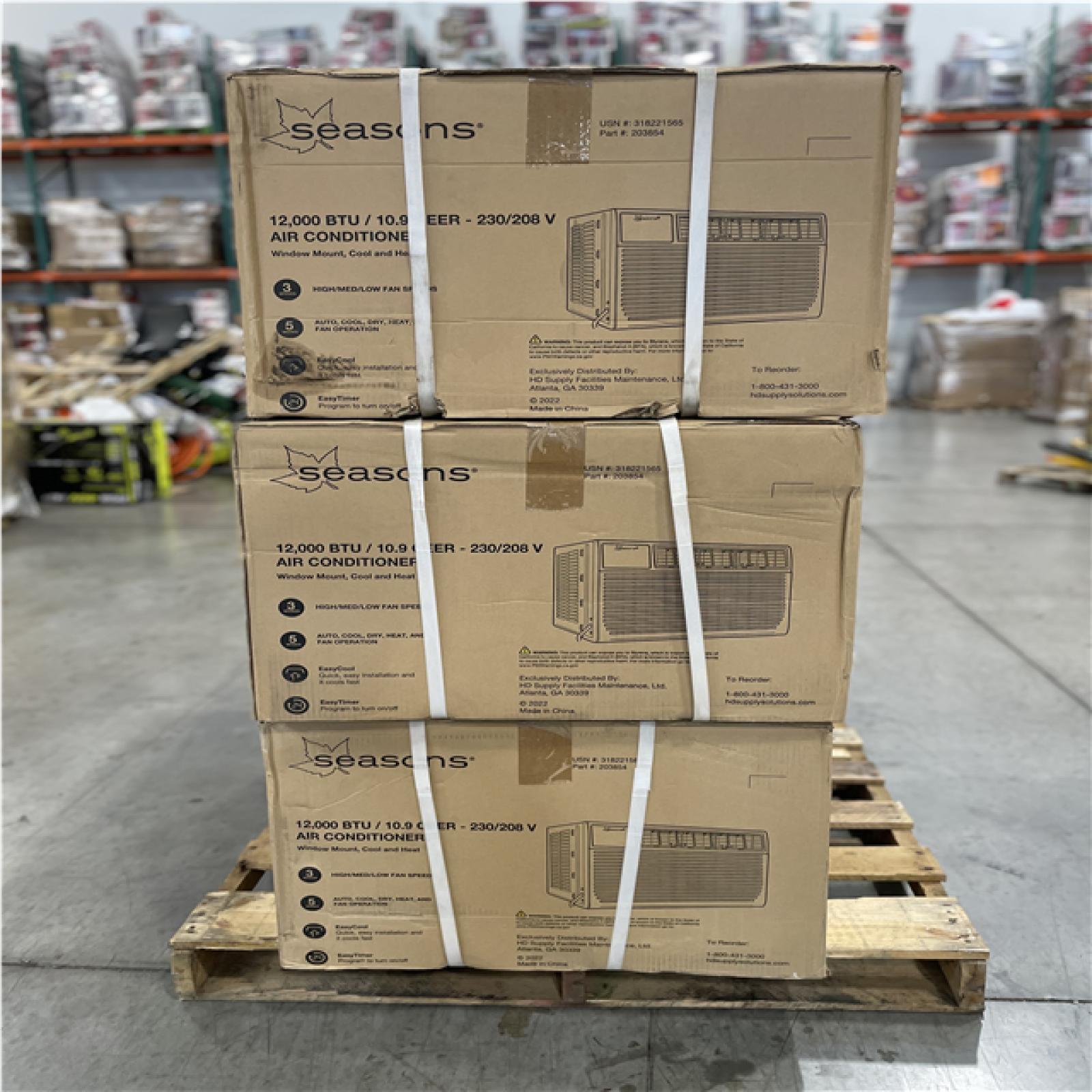 DALLAS LOCATION - SEASONS 12 000 BTU AIR CONDITIONER PALLET- (6 UNITS)