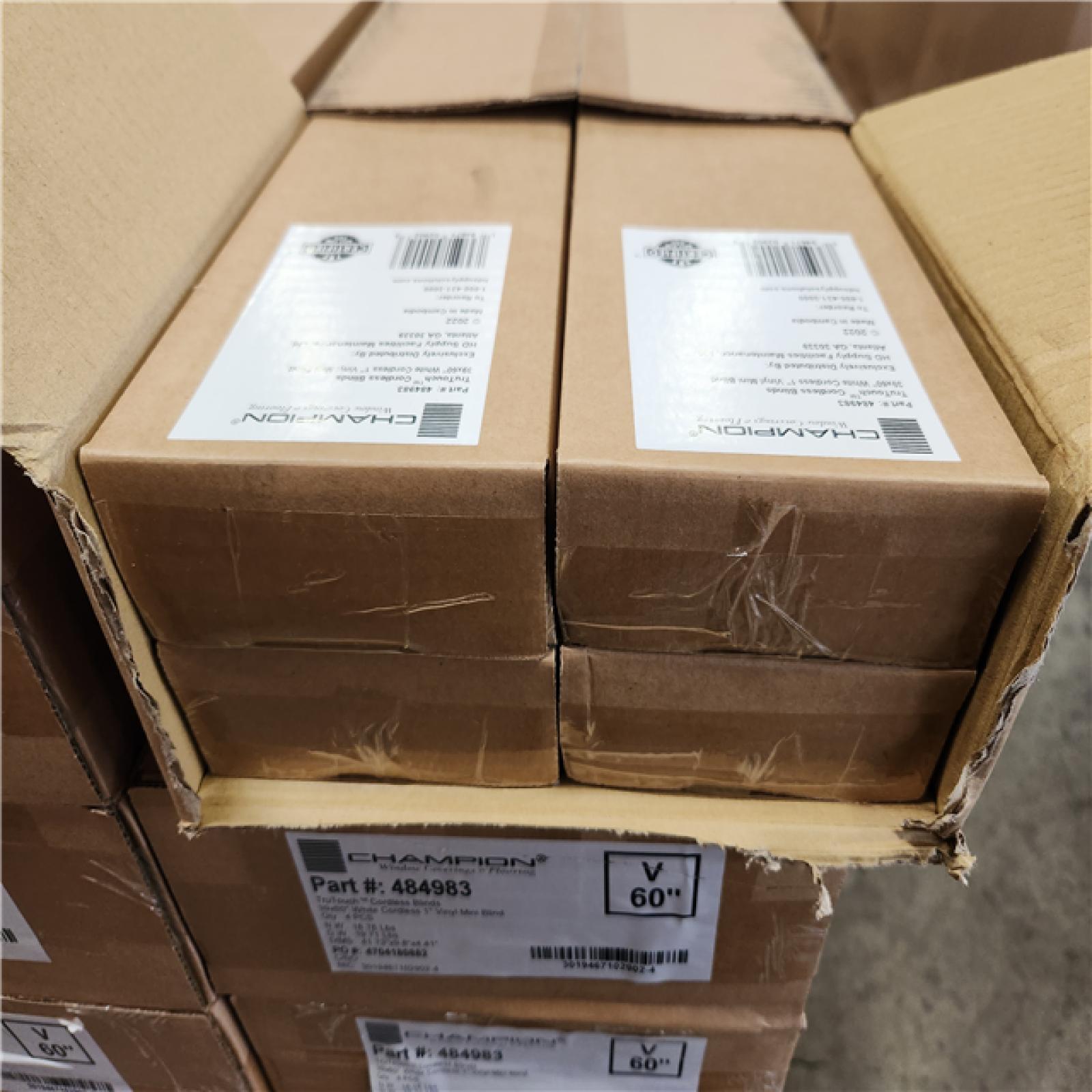 Phoenix Location NEW Champion TruTouch Cordless Blinds 39x60 White Cordless 1 Vinyl Blind 4Pcs Pallet (44 Boxes)