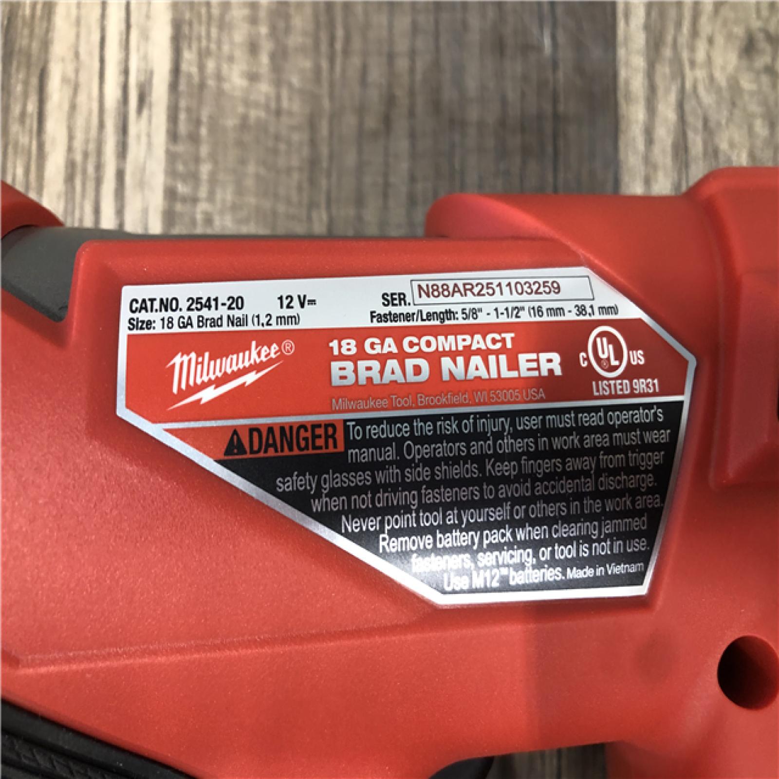 AS-IS Milwaukee  FUEL 12-Volt Lithium-Ion Brushless Cordless 18-Gauge 1-1/2 in. Compact Brad Nailer (Tool Only)