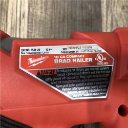 AS-IS Milwaukee  FUEL 12-Volt Lithium-Ion Brushless Cordless 18-Gauge 1-1/2 in. Compact Brad Nailer (Tool Only)