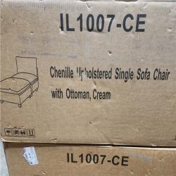 Phoenix NEW Qualler 130 in. Chenille Sectional Sofa in Beige with Folding Table  Charging Function and Ottoman
