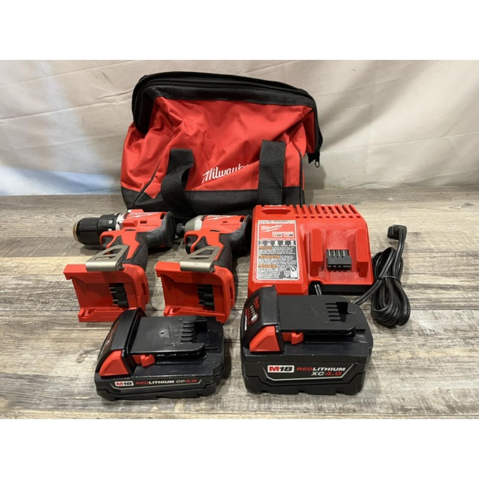 AS-IS Milwaukee 18-Volt Lithium-Ion Brushless Cordless Compact Hammer Drill/Impact Combo Kit