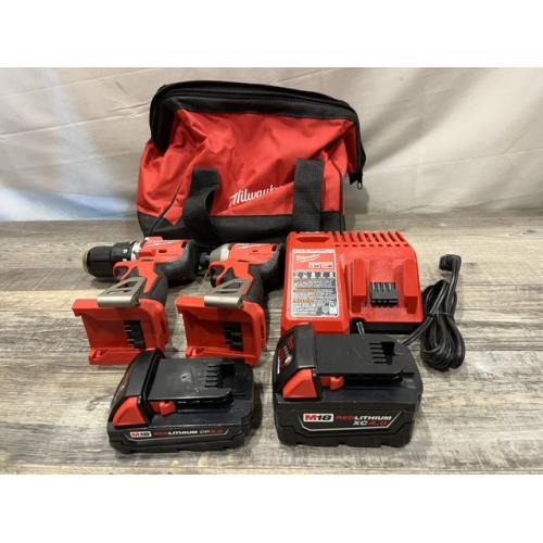 AS-IS Milwaukee 18-Volt Lithium-Ion Brushless Cordless Compact Hammer Drill/Impact Combo Kit
