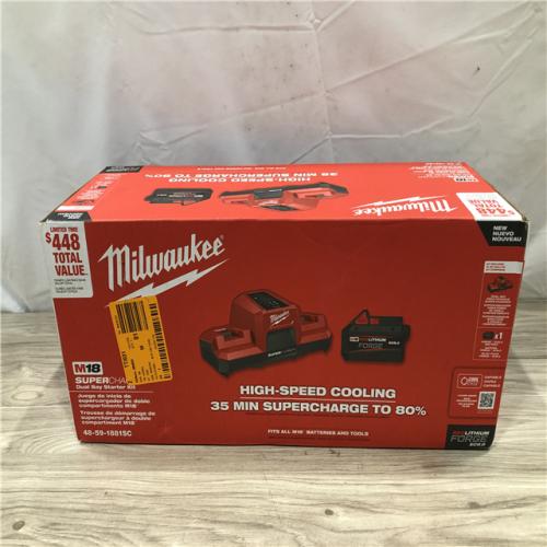 NEW! - Milwaukee M18 18V REDLITHIUM FORGE 8.0 Ah Battery/ M18 18V Dual Bay Super Charger Kit