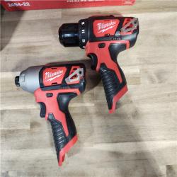 HOUSTON LOCATION - AS-IS Milwaukee M12 12V Lithium-Ion Cordless Drill Driver/Impact Driver Combo Kit with Two 1.5Ah Batteries, Charger and Bag (2-Tool)