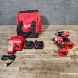 HOUSTON LOCATION - AS-IS Milwaukee M18 18V Lithium-Ion Brushless Cordless Compact Drill/Impact Combo Kit (2-Tool) W/(2) 2.0 Ah Batteries  Charger & Bag