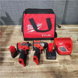 Houston Location AS-IS - Milwaukee FUEL 12-Volt Lithium-Ion Brushless Cordless Hammer Drill and Impact Driver Combo Kit