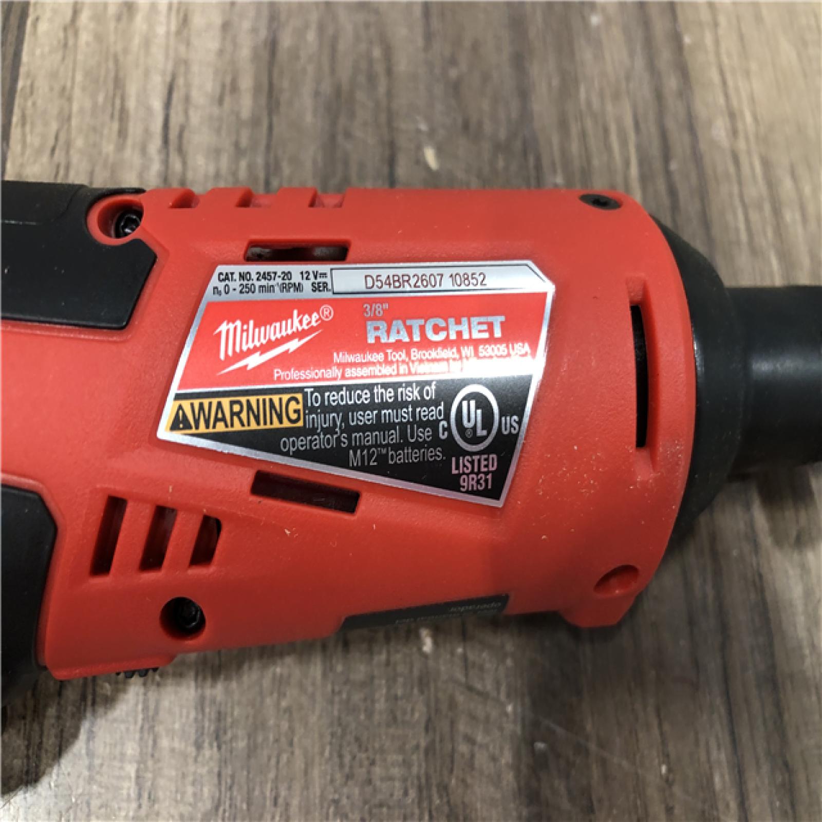 AS-IS Milwaukee M12 12V Lithium-Ion Cordless 3/8 in. Ratchet (Tool-Only)