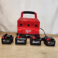 AS-IS- Milwaukee 18-Volt Lithium-Ion Battery Pack (2) 5.0Ah and High Output Battery Pack (2) 6.0Ah with PACKOUT 6-Port Rapid Charger