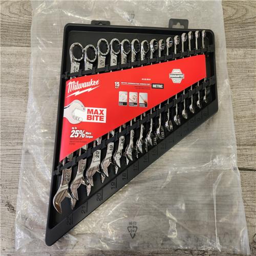 Phoenix Location NEW Milwaukee Combination Metric Wrench Mechanics Tool Set (15-Piece)