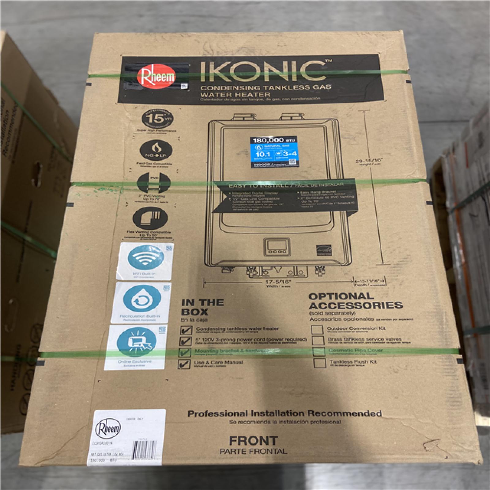 DALLAS LOCATION -TRheem IKONIC 10.1 GPM Smart Super High Efficiency Indoor or Outdoor Natural Gas Tankless Water Heater with Recirculation