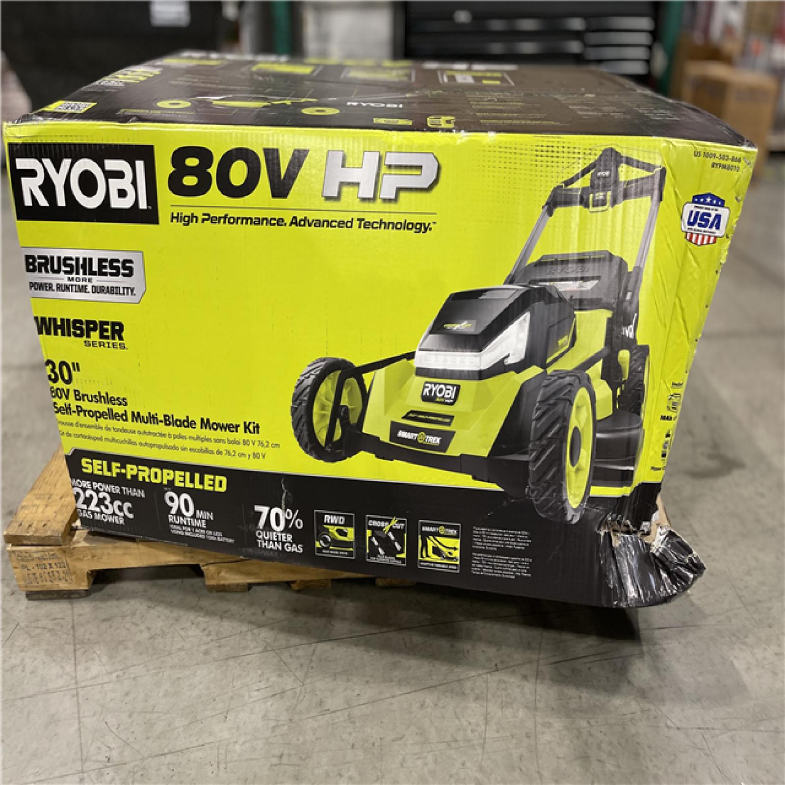 DALLAS LOCATION- RYOBI 80V HP Brushless Battery Cordless Electric 30 in. Multi-Blade Lawn Mower
