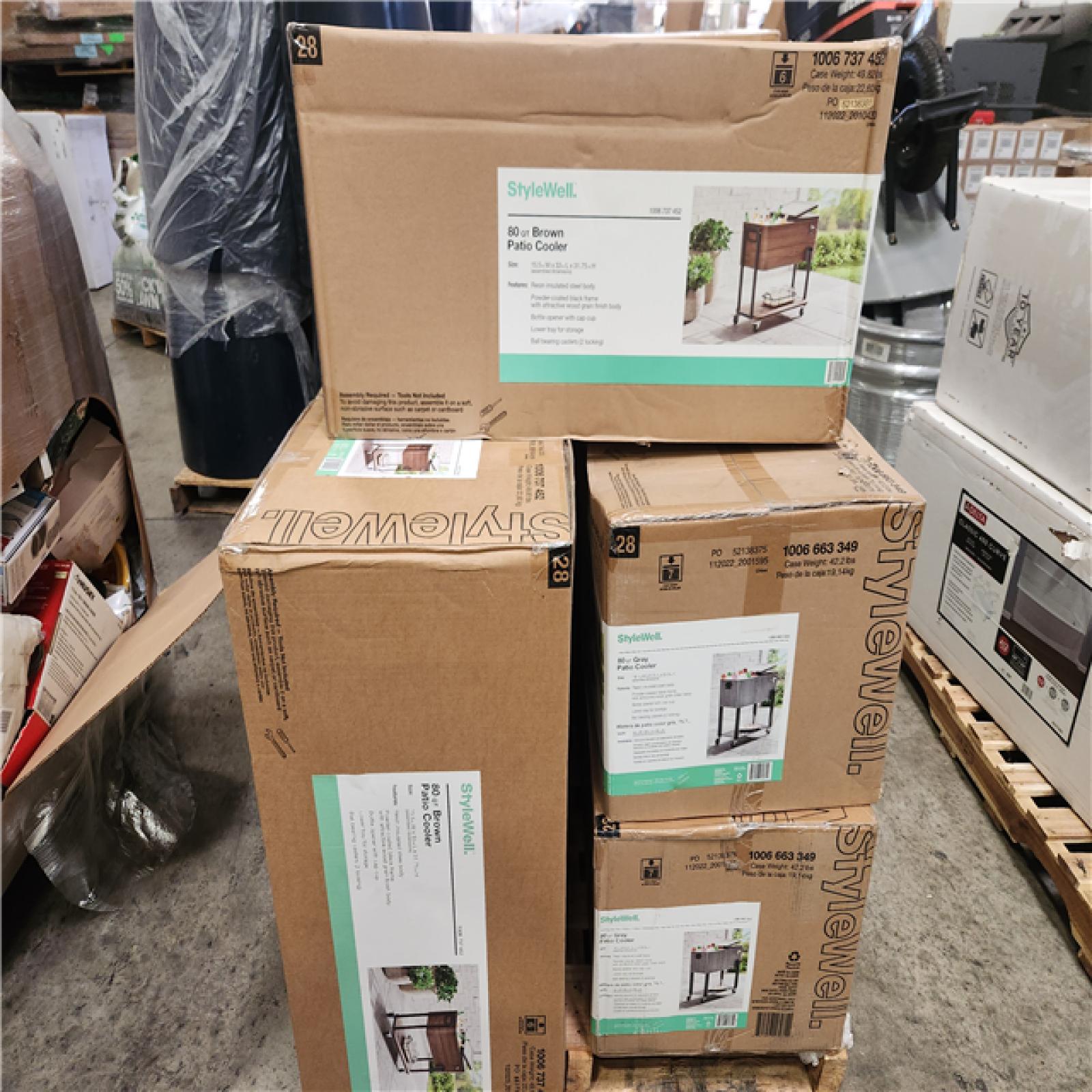 Phoenix Location StyleWell 80 Qt. Brown Woodgrain Cooler with Black Pallet (8-Total)