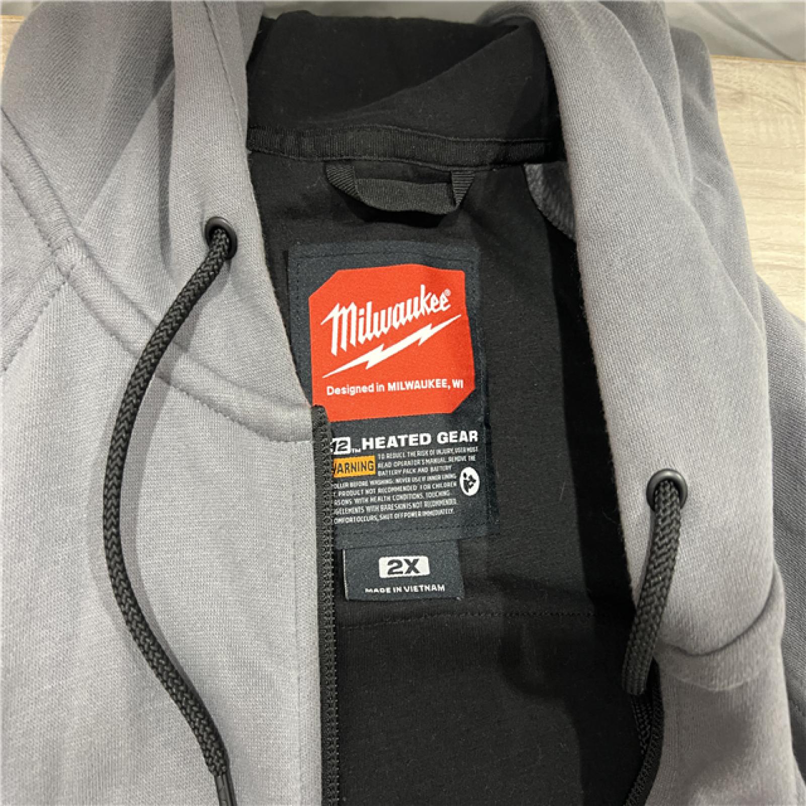 AS-IS Milwaukee Men's 2X-Large 12-Volt Lithium-Ion Cordless Gray Heated Jacket Hoodie Kit