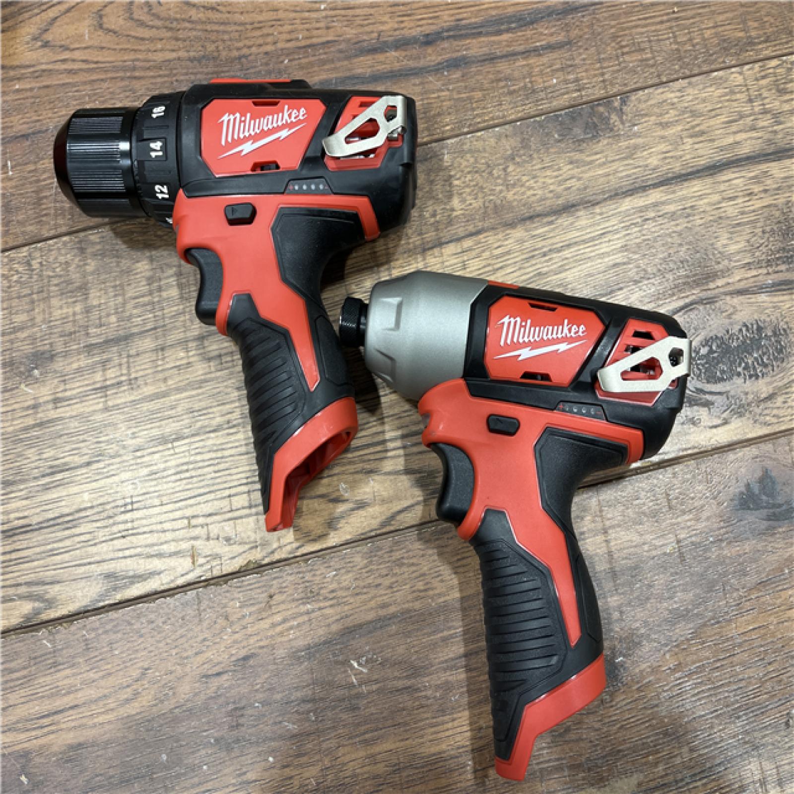 AS IS M12 12V Lithium-Ion Cordless 4-Tool Combo Kit with (2) Compact 1.5Ah Batteries and Charger