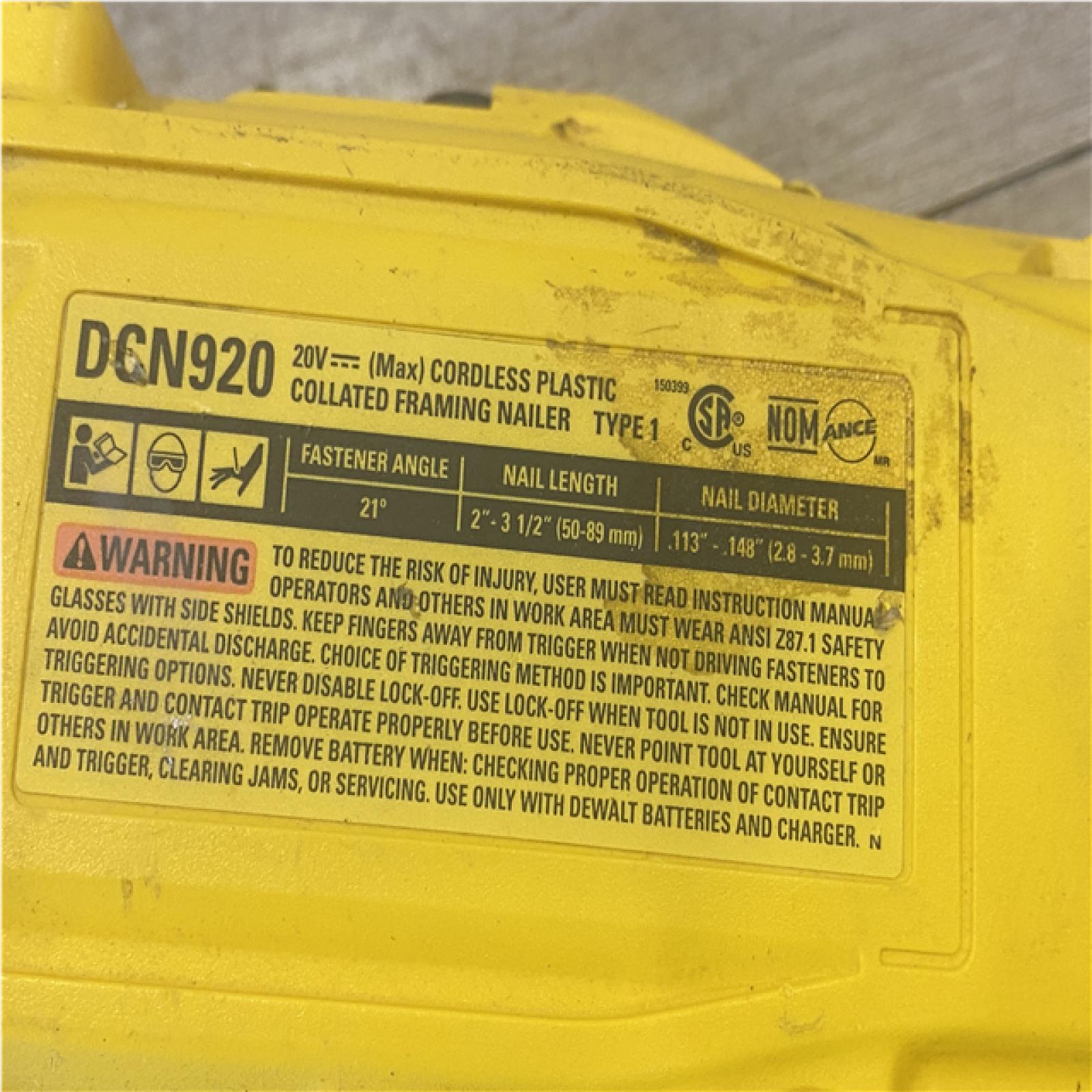 AS-IS DEWALT 20-Volt 21° Cordless Framing Nailer (Tool-Only)