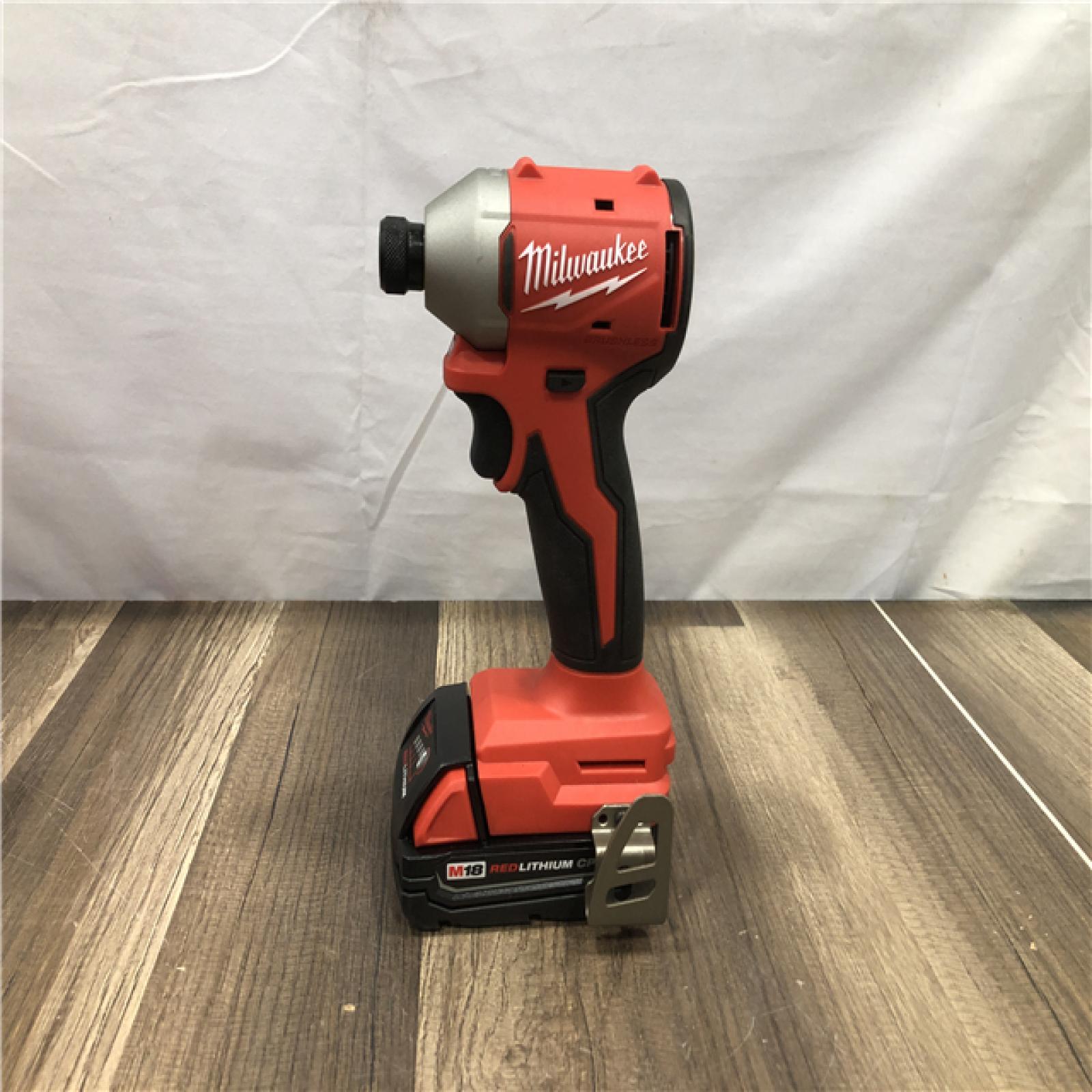 AS-IS Milwaukee 18-Volt Lithium-Ion Compact Brushless Cordless 1/4 in. Impact Driver Kit