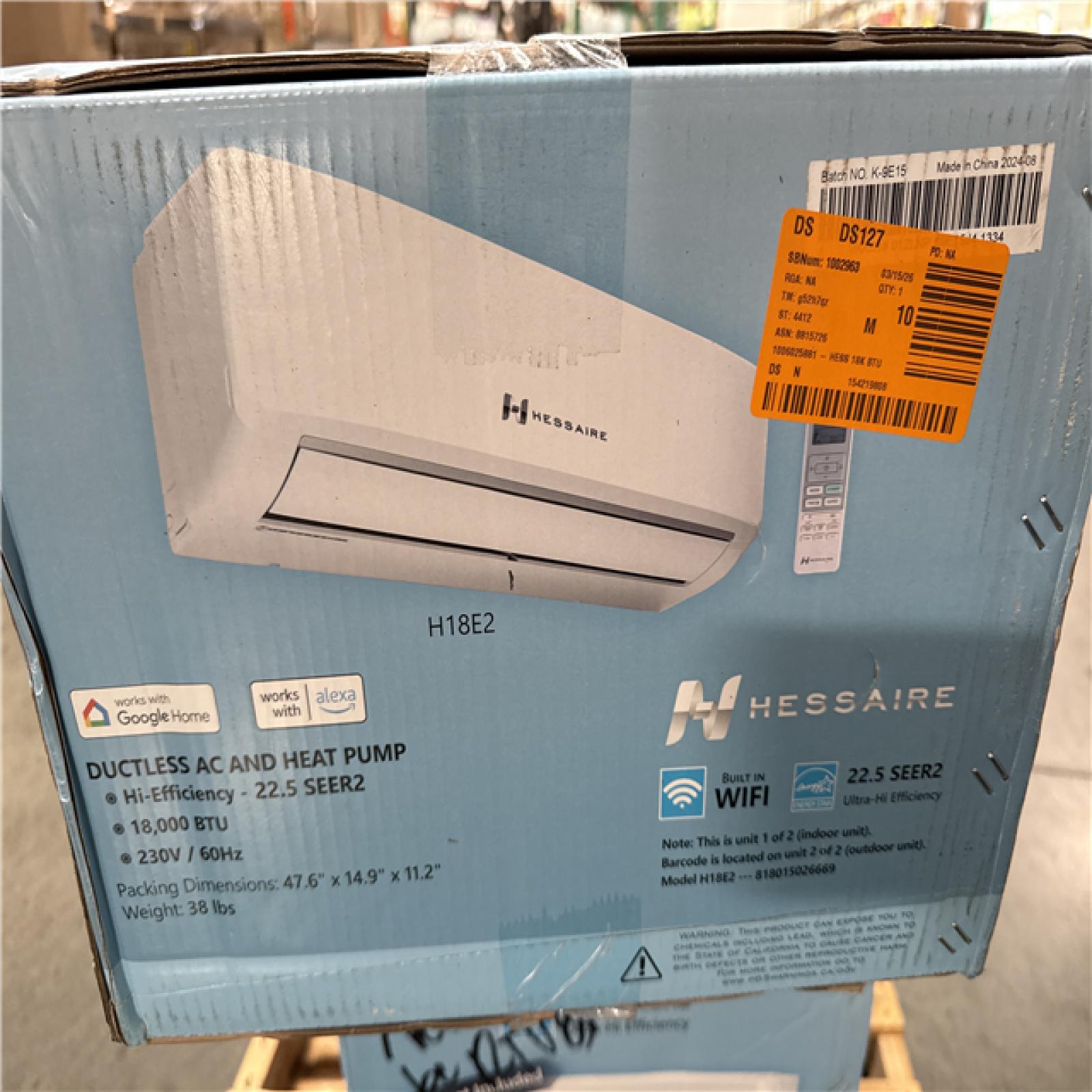 California AS-IS Hessaire Ductless AC & Heat Pump
