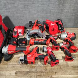 HOUSTON LOCATION - AS-IS MILWAUKEE 9 TOOL COMBO KIT W/ (2) BATTERY & CHARGER