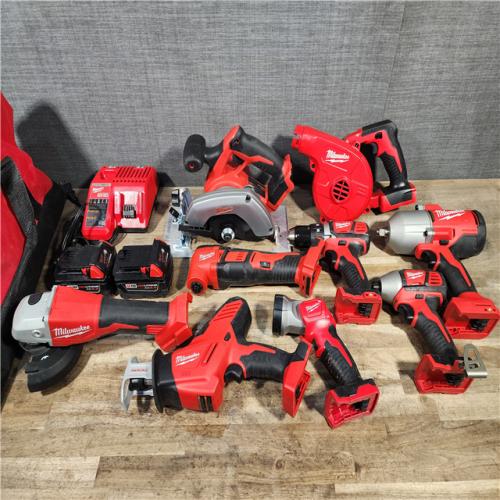 HOUSTON LOCATION - AS-IS MILWAUKEE 9 TOOL COMBO KIT W/ (2) BATTERY & CHARGER