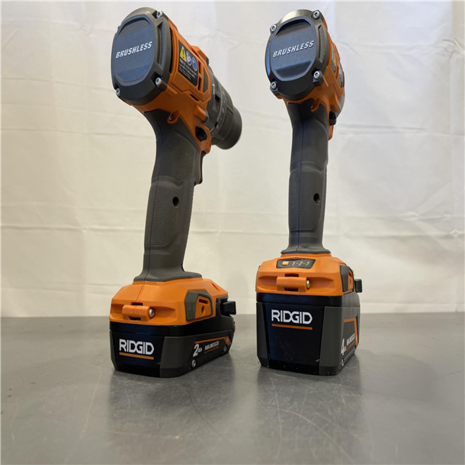 AS-IS - RIDGID 18V Brushless Cordless 2-Tool Combo Kit with Hammer Drill, Impact Driver Kit