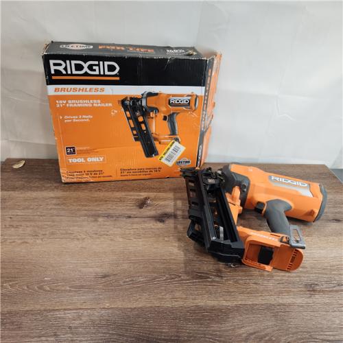 AS-IS RIDGID 18V Lithium-Ion Brushless Cordless 21Â° 3-1/2 in. Framing Nailer (Tool Only)