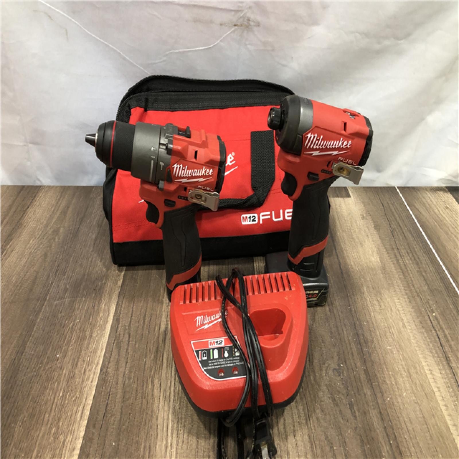 AS-IS Milwaukee FUEL 12-Volt Lithium-Ion Brushless Cordless Hammer Drill and Impact Driver Combo Kit