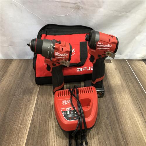 AS-IS Milwaukee FUEL 12-Volt Lithium-Ion Brushless Cordless Hammer Drill and Impact Driver Combo Kit