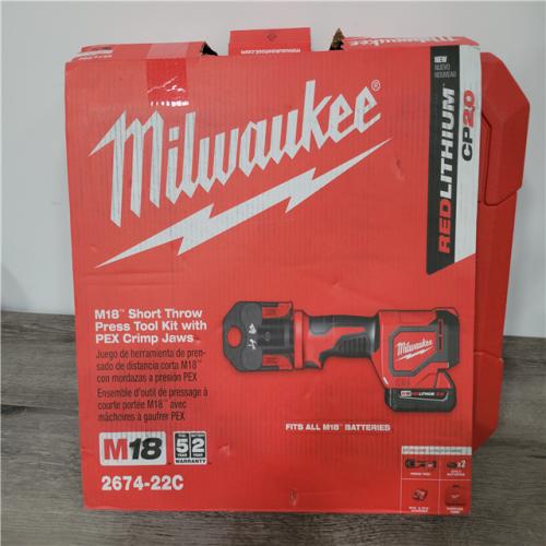 California AS-IS Milwaukee M18 Short Throw Press Tool Kit  Includes (2) Batteries  Charger & Hard Case